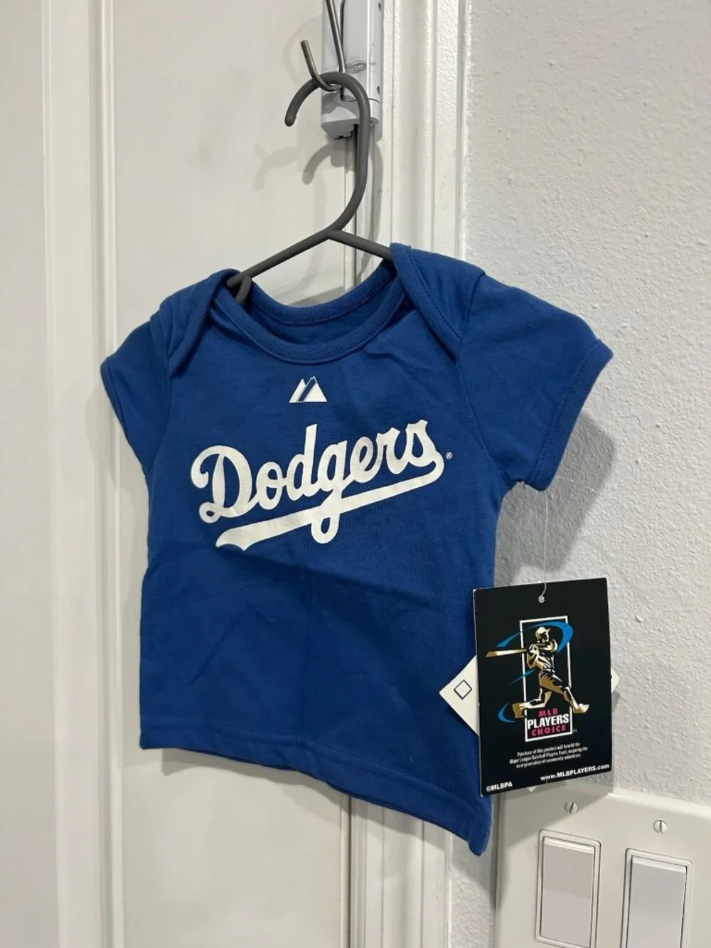 Majestic 6/9M Blue Baby Tee Los Angeles Dodgers Ethier 16 Nostalgia Core NWT